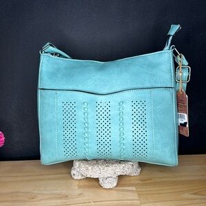 NWT‎ Sam & Hadley Perforated Handbag in Aqua